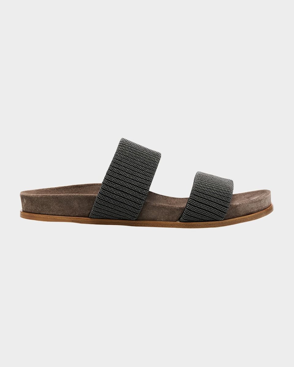 Double-Band Monili Slide Sandals